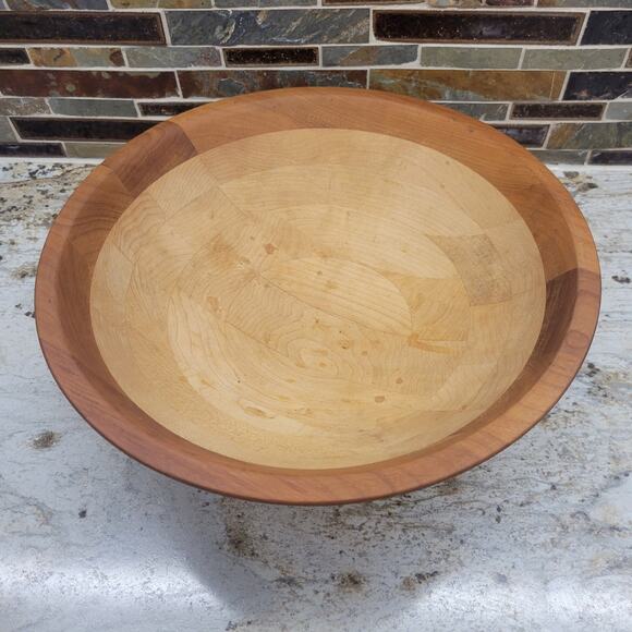 Vintage Wooden Dough Bowl, Segmented Hand Made 12" - Picture 2 of 6